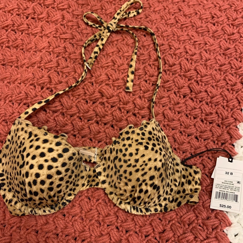 Cheetah Print Wired Padded Bikini Top, Tags Still Attatched